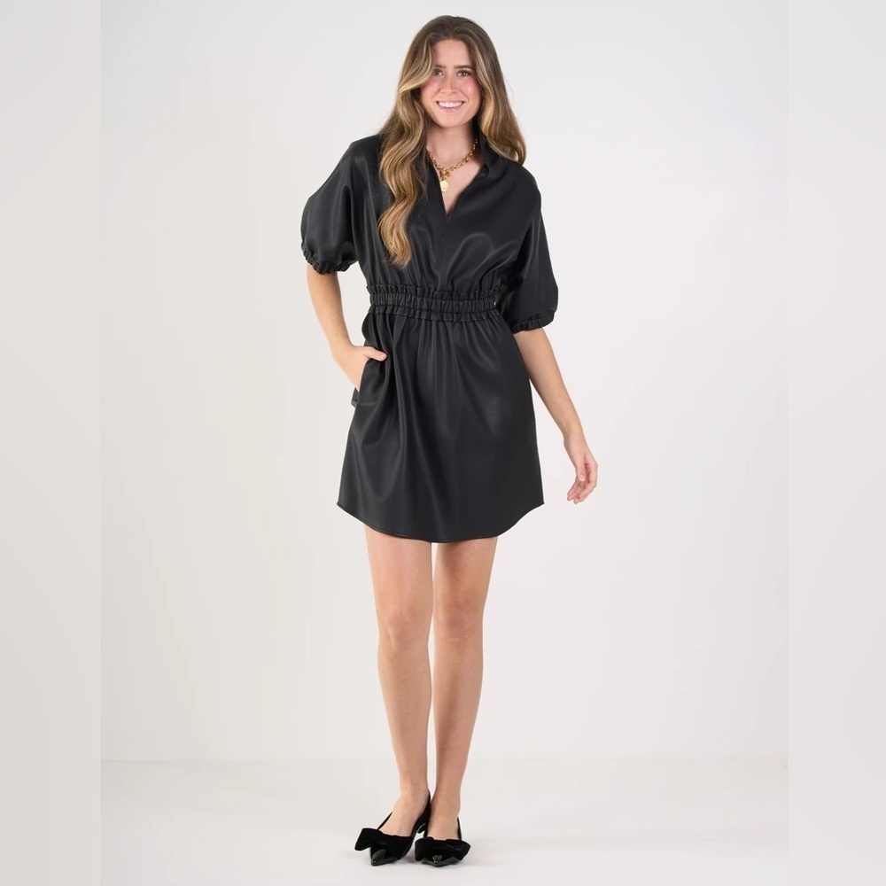 Emily Mccarthy Black Vegan Leather Sz XS Palmer Dress